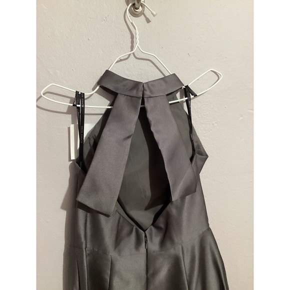 Alfred Sung D772 High Neck Cut Out Formal Bridesmaid Long Dress Caviar Gray - Picture 9 of 12